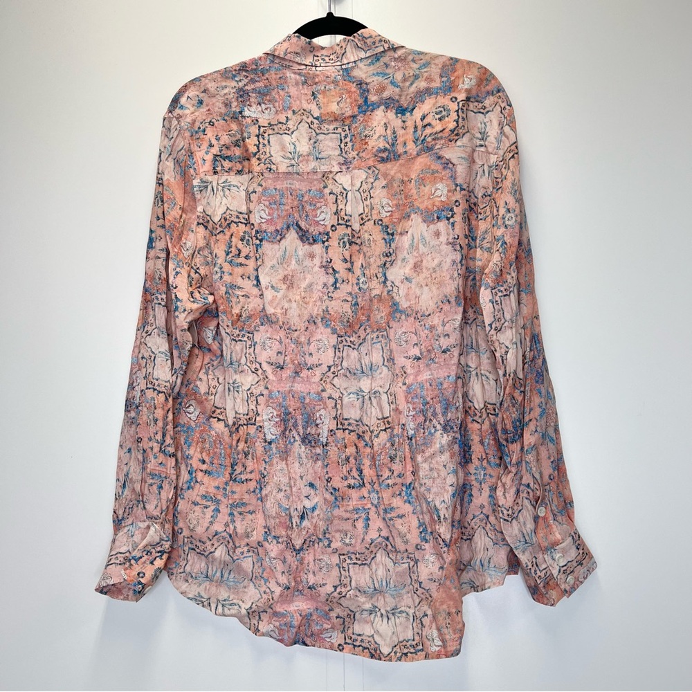 Peruvian Connection Liliana Button Down Shirt Size XL Vintage Inspired Print - Picture 7 of 8